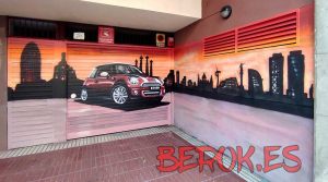 Graffiti Puerta Garaje Parking Fincas Coche 300x100000